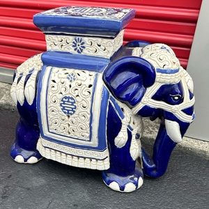 Vintage large ceramic elephant plant stand